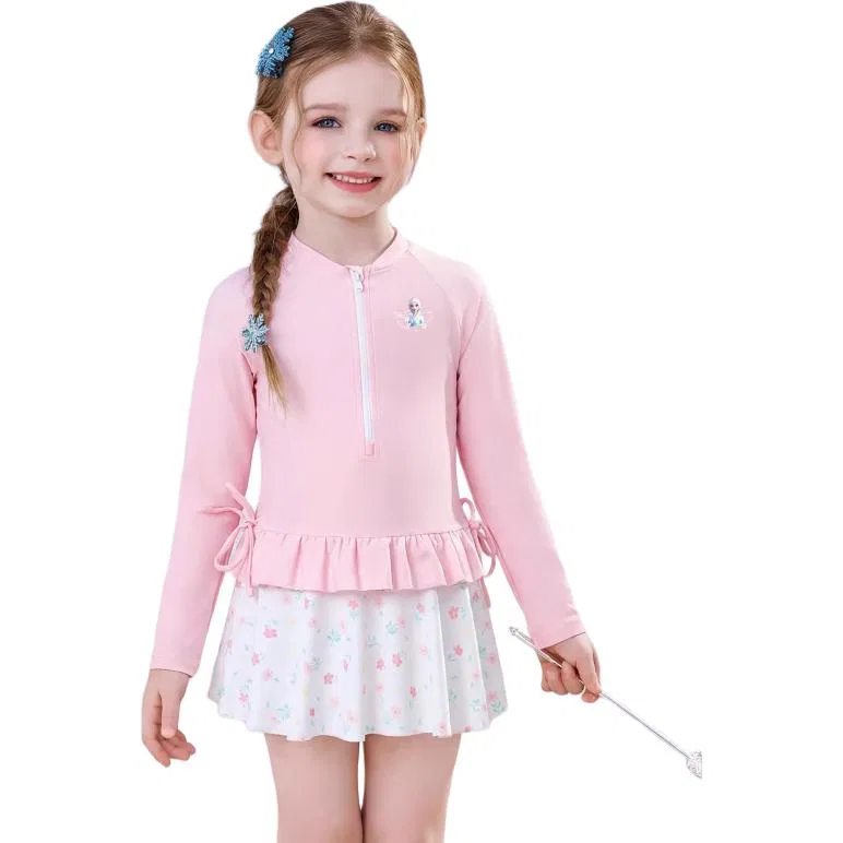 Детский купальник для девочек с принтом Elsa Princess Disney, Pink