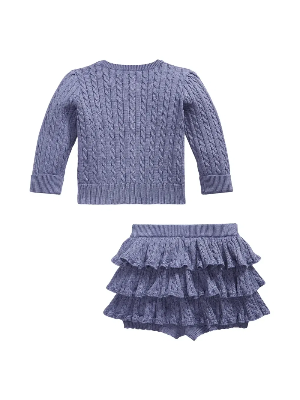 Комплект из топа и юбки фактурной вязки Polo Ralph Lauren Kids, фиолетовый — фото 2
