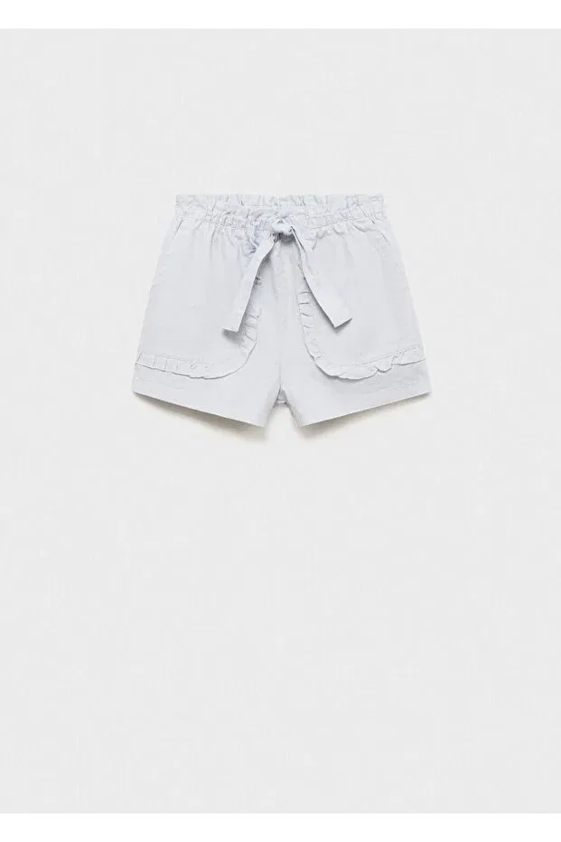 Детские шорты для девочек льняные Mango Kids, Sky Blue — фото 3