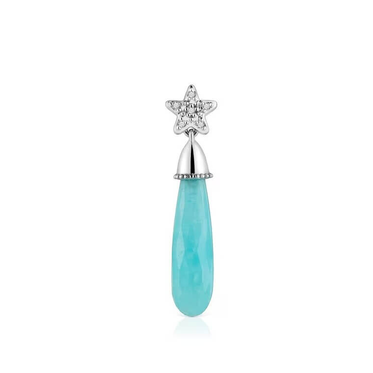 

Серьга одиночная Tous Grain Short Star, белое золото/бриллианты/амазонит
