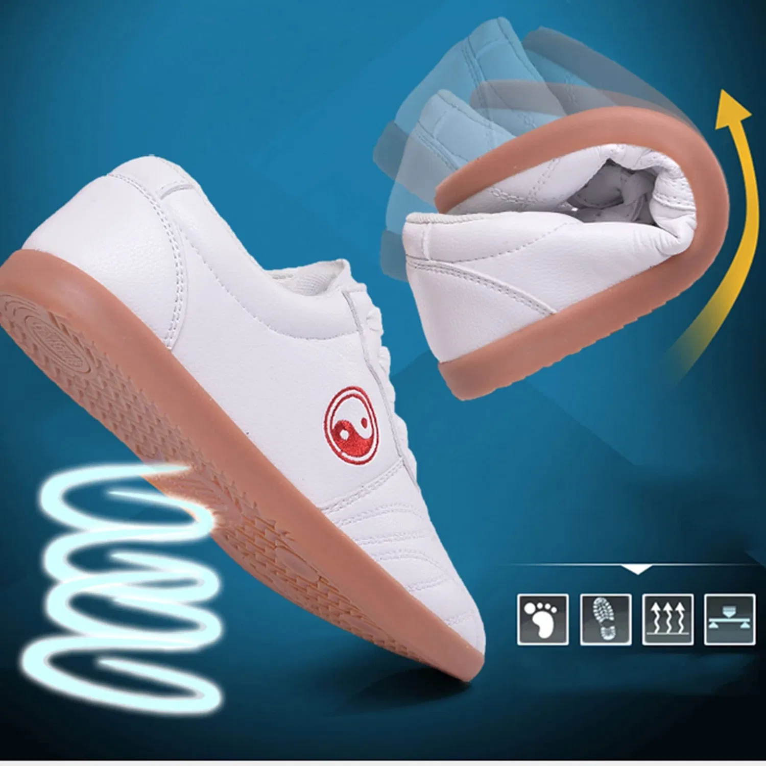Детские спортивные туфли для тайцзи с шнуровкой Taichi Kong Fu Shoes fayengan, Red — фото 4