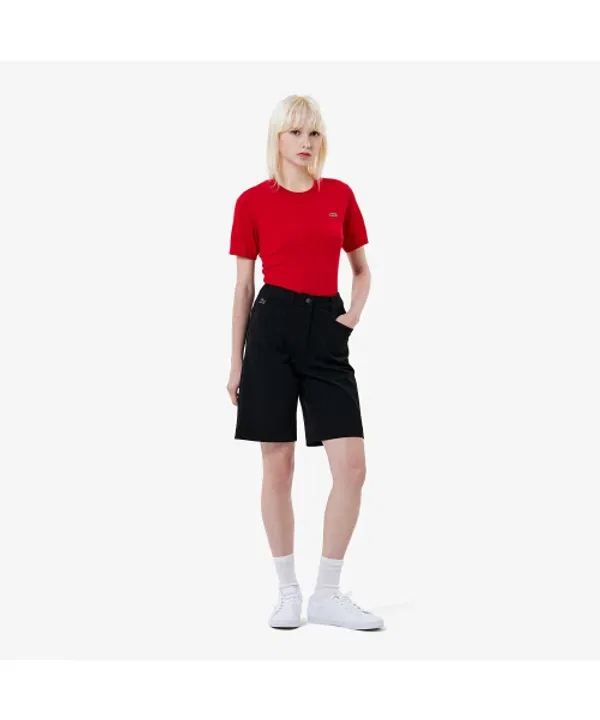 Свитер женский Lacoste 240, с коротким рукавом, мягкая шерсть, бежевый — фото 4