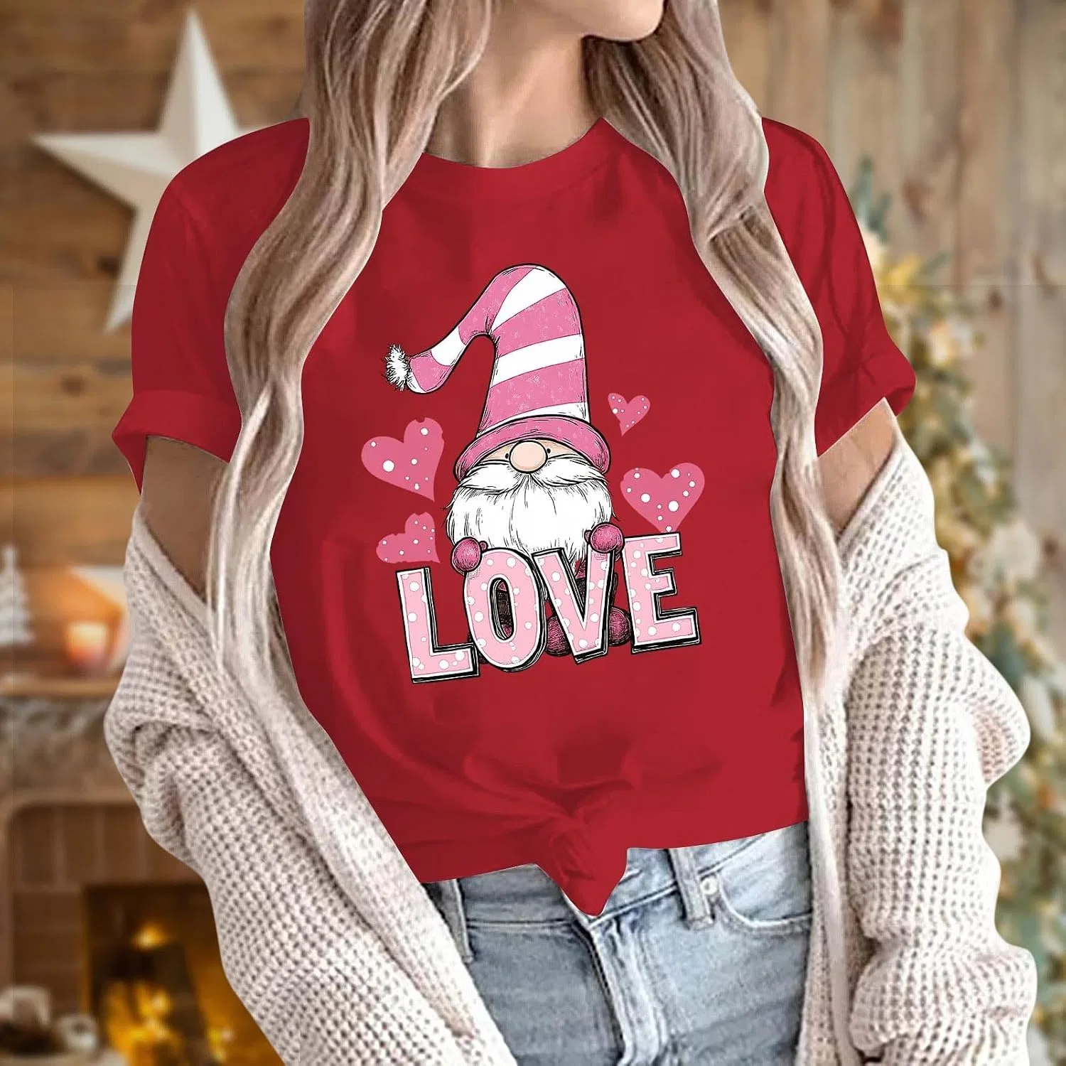 Женская футболка с принтом в виде сердца Tie Dye Heart, Red — фото 2