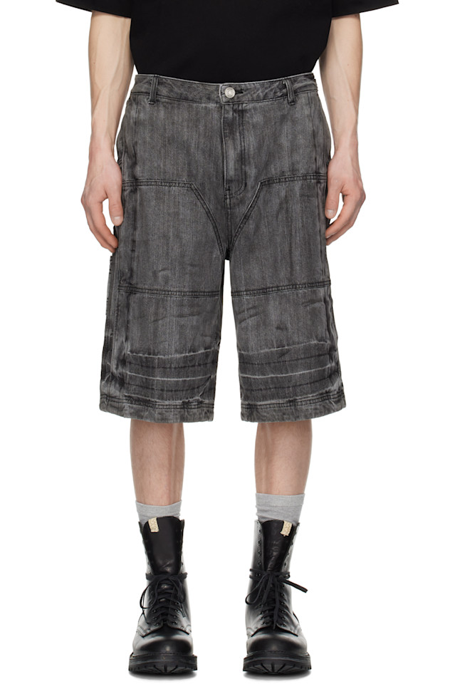 

Выстиранные длинные джинсовые шорты Juun.J, черный