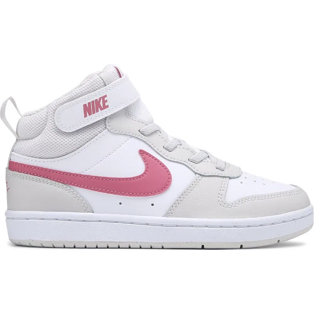 Детские высокие кроссовки Court Borough Mid 2 Nike, White/Peony — фото 2