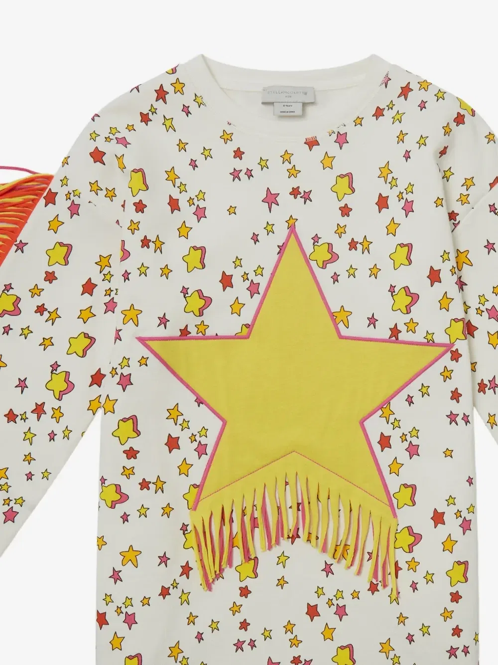 Платье с принтом и бахромой Stella McCartney Kids, белый — фото 3