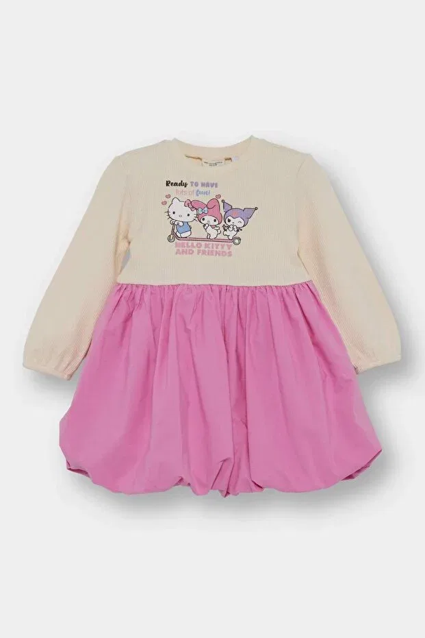 Детское платье для девочек с длинным рукавом Hello Kitty Defacto, Pink-Pn179 — фото 3