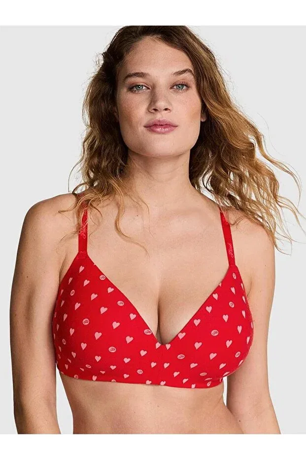 Женский бюстгальтер с легкой подкладкой без косточек Victoria'S Secret, Red Hearts
