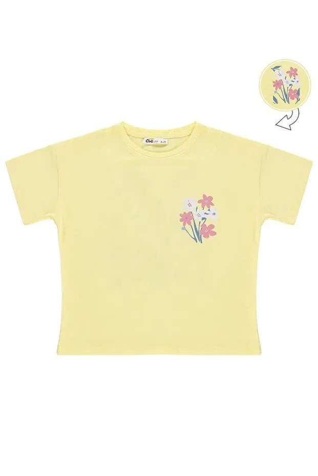 Детская футболка для девочек с принтом Colorful Floral Printed Civil Girls, Yellow