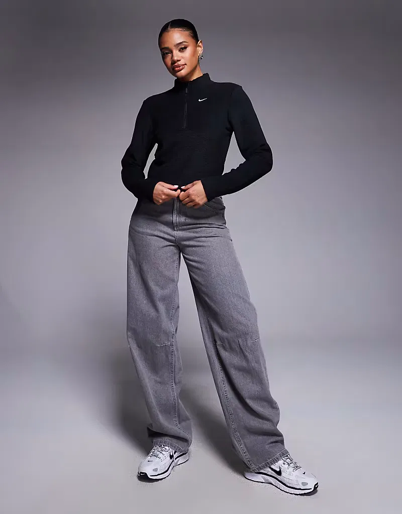 Топ мягкий флисовый на половину молнии Nike Phoenix Fleece, черный — фото 2