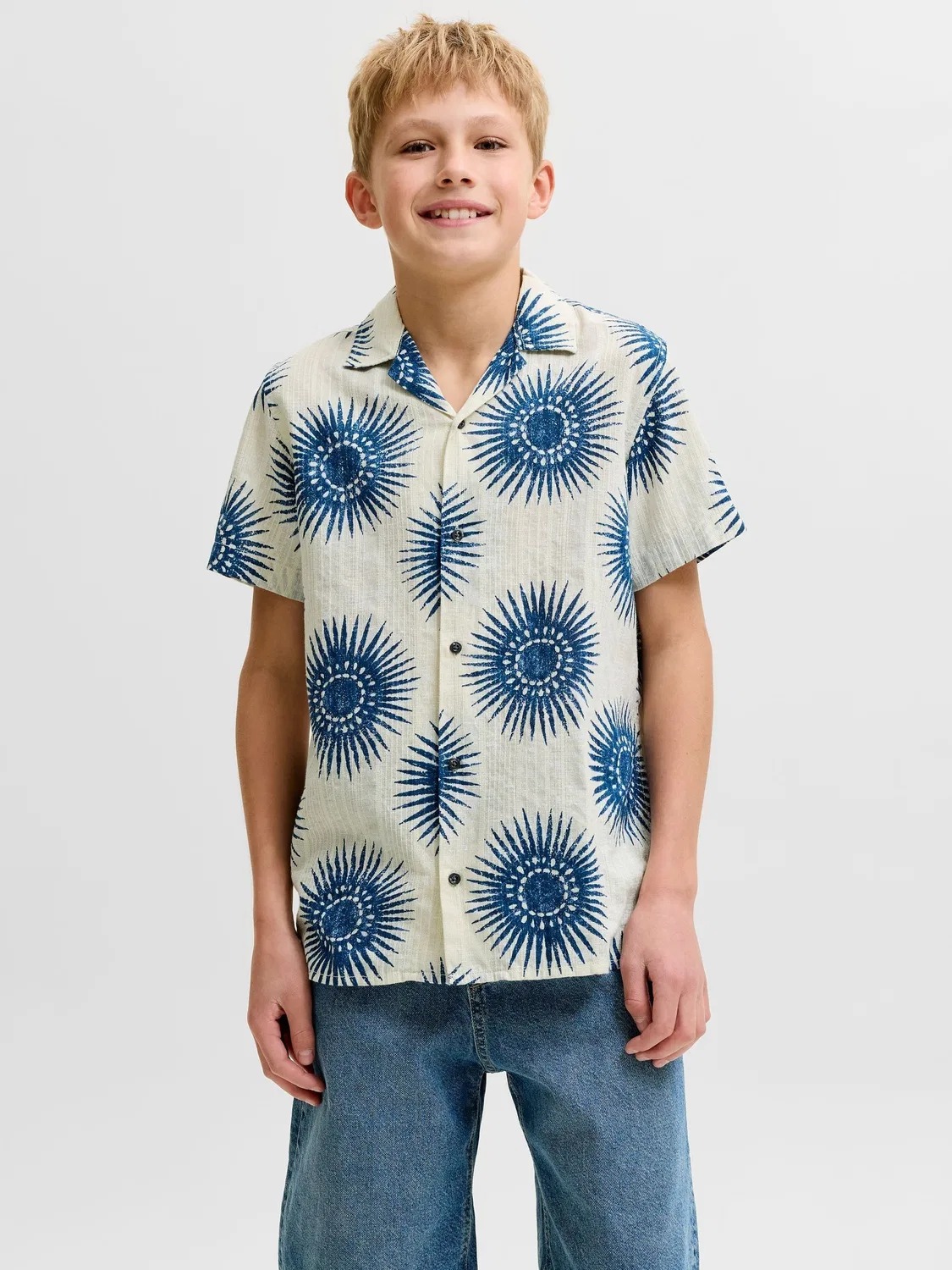 Рубашка курортная с принтом JACK & JONES JUNIOR, синий — фото 4