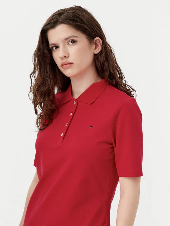 Поло regular fit Tommy Hilfiger, красный — фото 4