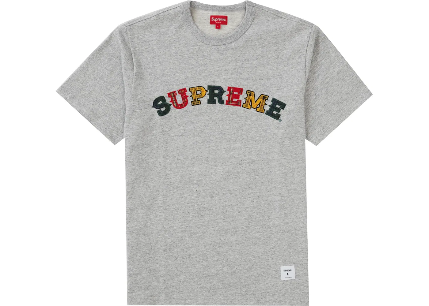 Мужская футболка с клетчатым принтом Supreme S/S Top, Heather Grey