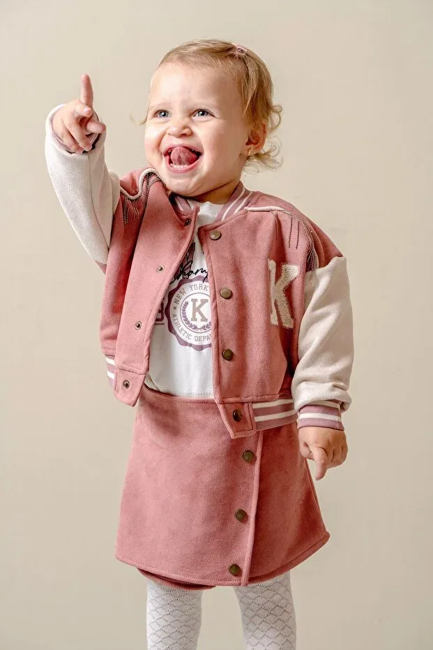 Детский комплект для девочек из велюра Jnf Kids, Pink — фото 3