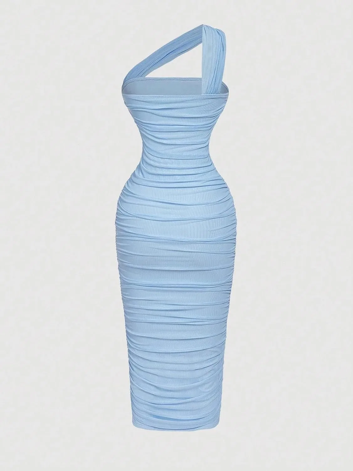Женское элегантное платье миди с асимметрией Bodycon, Blue — фото 2