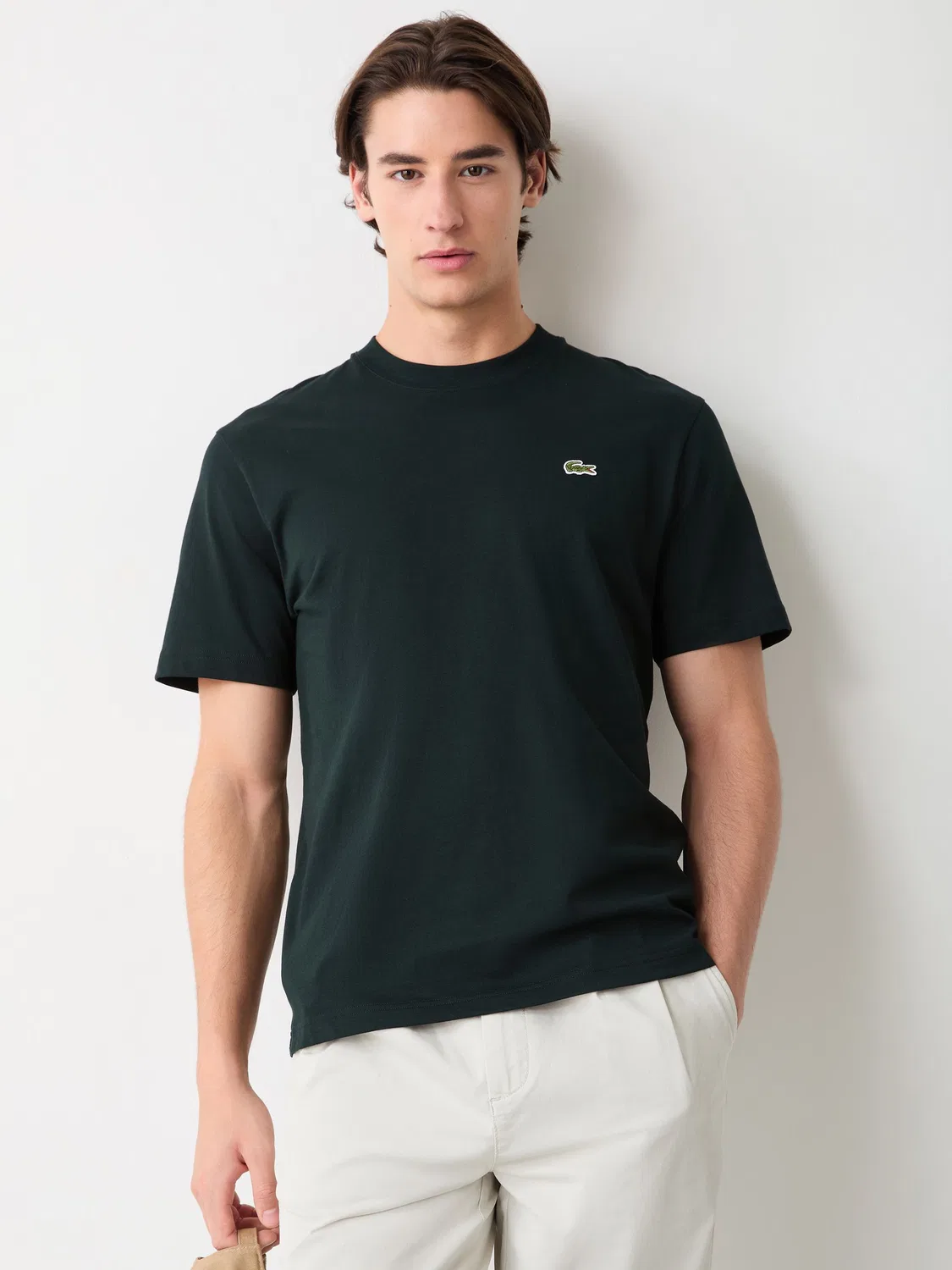Lacoste Черная хлопковая футболка свободного кроя средней плотности из джерси