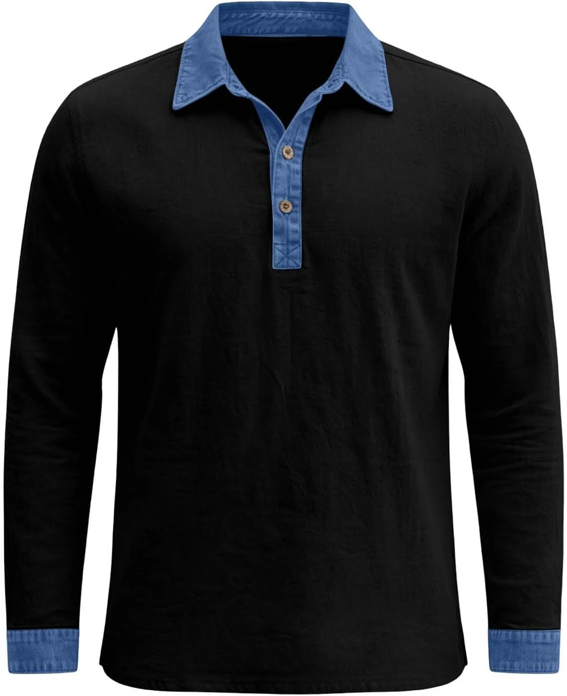 Мужская рубашка с принтом и заплатками, Long Sleeve T-Shirt, чёрный — фото 4