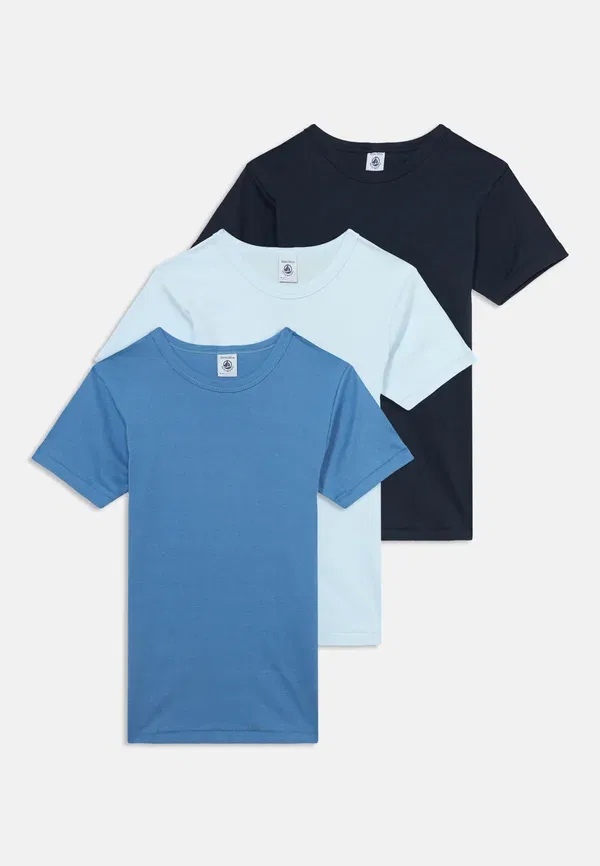 Футболки 3 шт, хлопок, Tee 3 pack - apatiniai marskiniai, Petit Bateau, синий