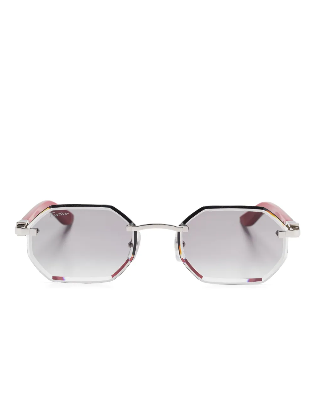 

Солнцезащитные очки в геометричной оправе Cartier Eyewear, серебряный