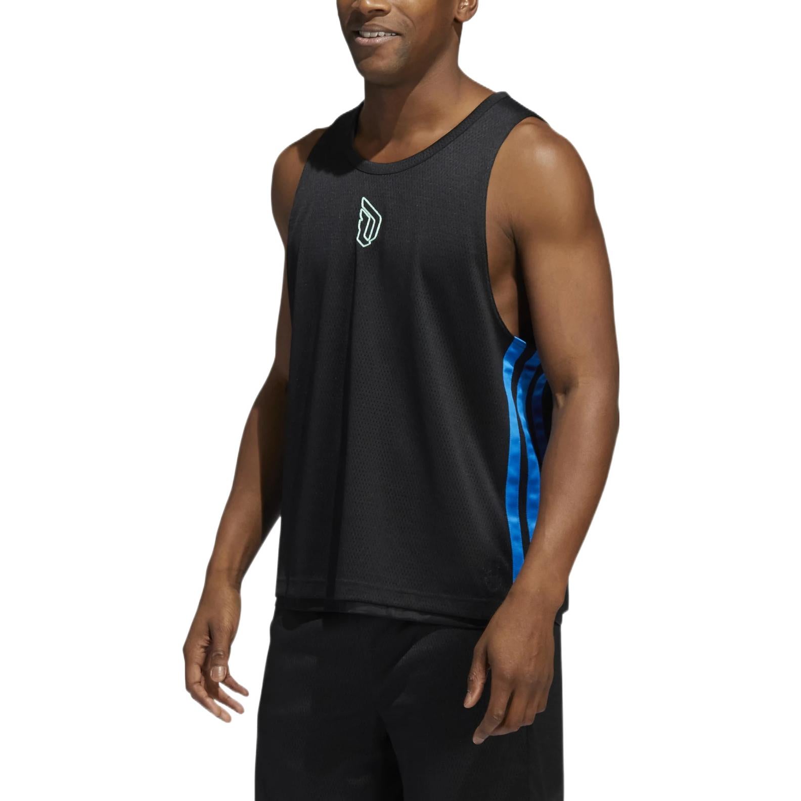 Жилет Men's adidas Lillard Logo Printing Stripe Basketball Sports Black Vest — фото 2