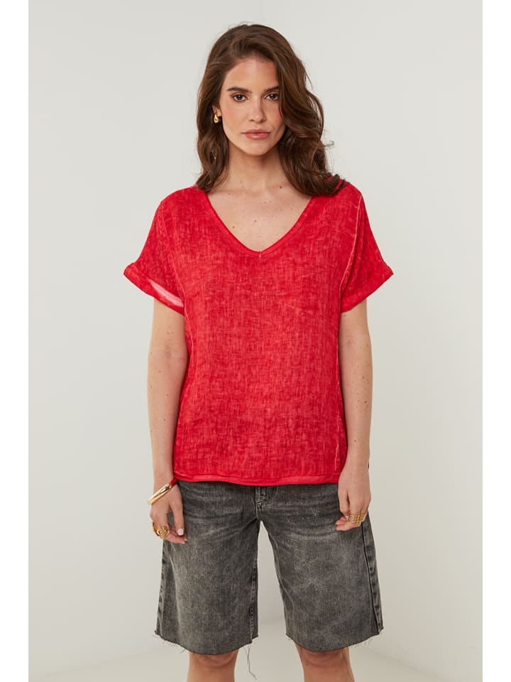 

Rodier Lin Льняная футболка красного цвета, Красный, Rodier Lin Льняная футболка красного цвета