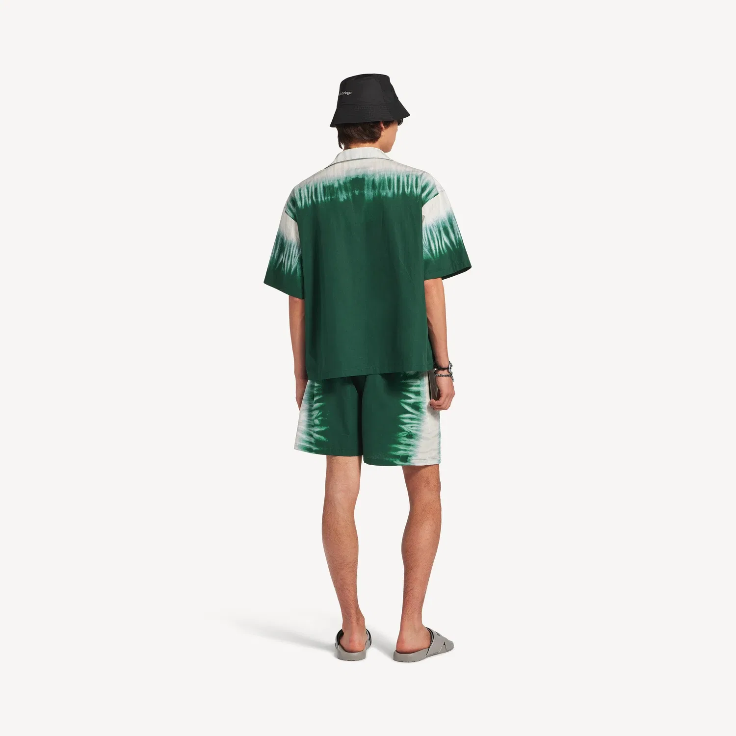 Мужские удлиненные шорты Regular Fit с эффектом тай-дай BALENCIAGA Extreme черного цвета, черный — фото 4