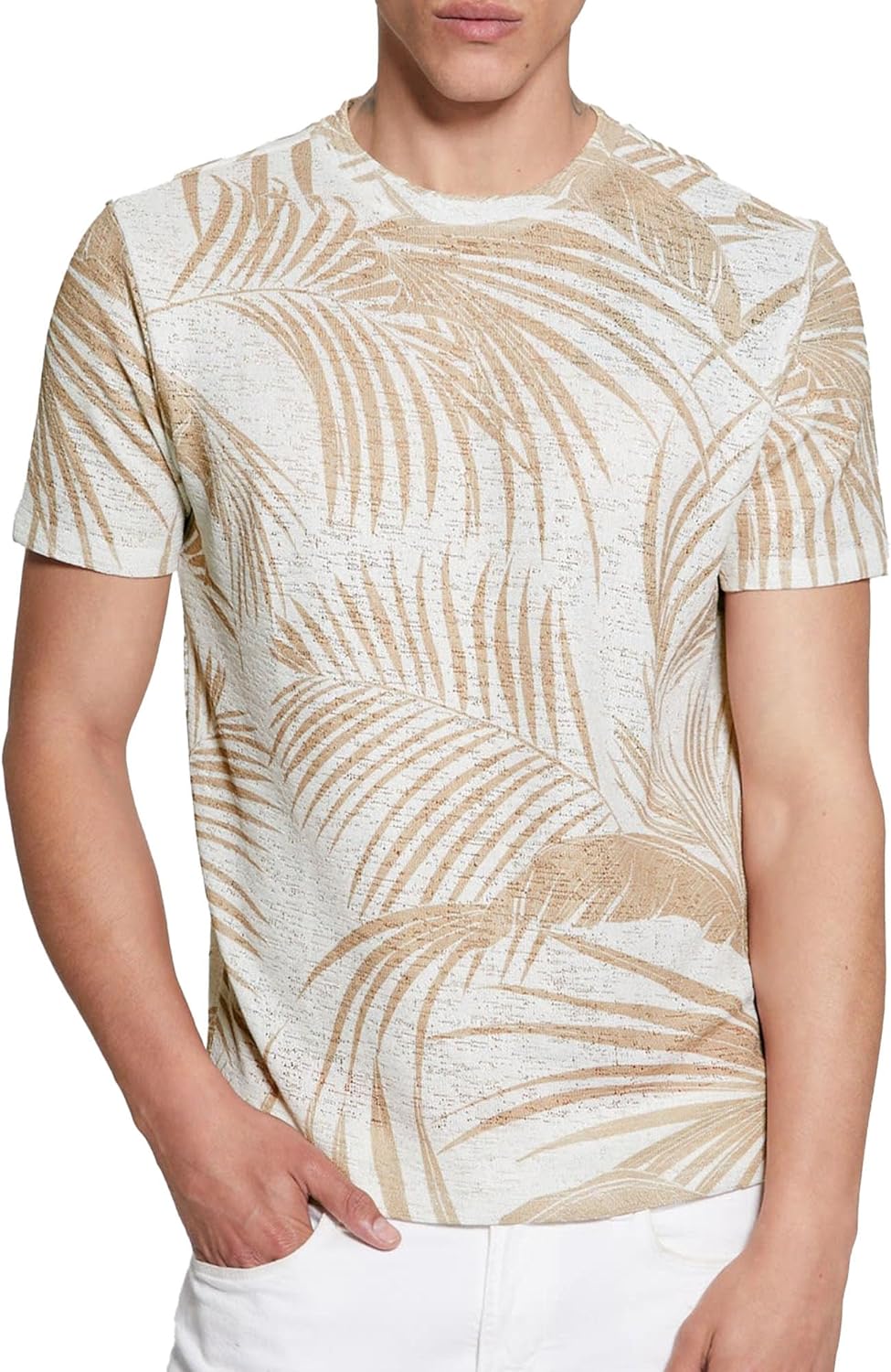 

Мужская футболка GUESS с короткими рукавами из марли Baja Palm Crew, Baja Palm Pearl White, Белый, Мужская футболка GUESS с короткими рукавами из марли Baja Palm Crew, Baja Palm Pearl White