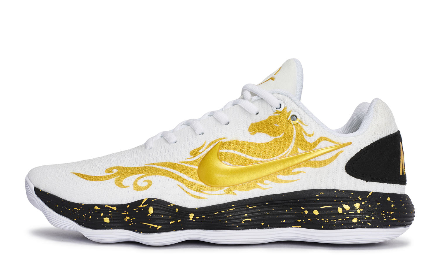 

Nike Кроссовки Hyperdunk 2017 811 Manufacturing, Fiery Gold Low top Basketball Shoes Men's Black White Gold