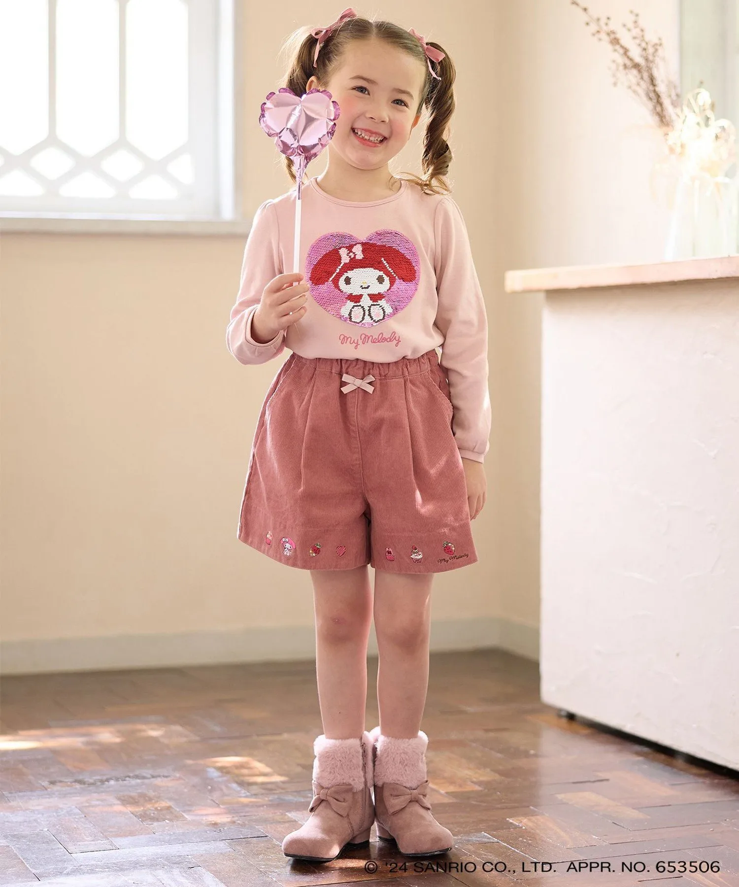 Футболка с длинными рукавами Miracle Sequin ANY KIDS, Pink x My Melody [012] — фото 2