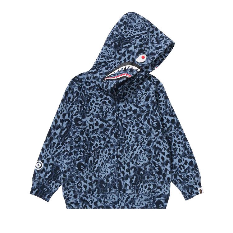 

Худи BAPE Kids Wild Leopard Pattern Shark Zip Hoodie, Blue