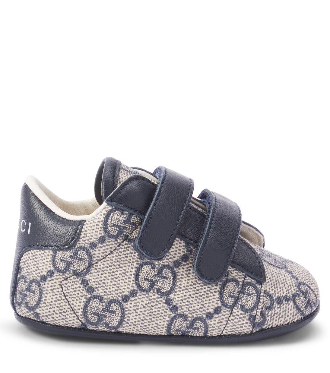 Пинетки Baby Ace GG Canvas Gucci Kids, цвет beige-blu.rb/blu/blu — фото 3