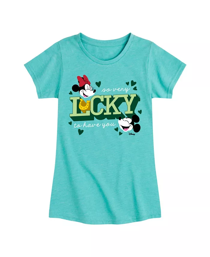 

Футболка с коротким рукавом "Big Girls Minnie Mickey St Patrick's Day Lucky" с принтом Disney, синий