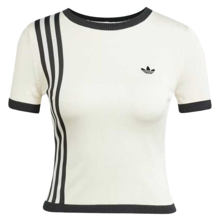 

Футболка Adidas Knitted 3 stripes Adidas Originals, слоновая кость, Бежевый, Футболка Adidas Knitted 3 stripes Adidas Originals, слоновая кость