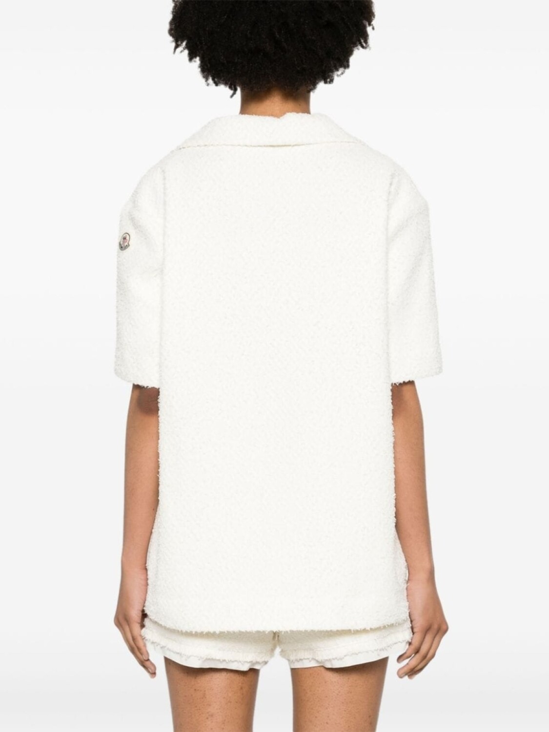 Топ Moncler Logo Applique Textured, белый — фото 4