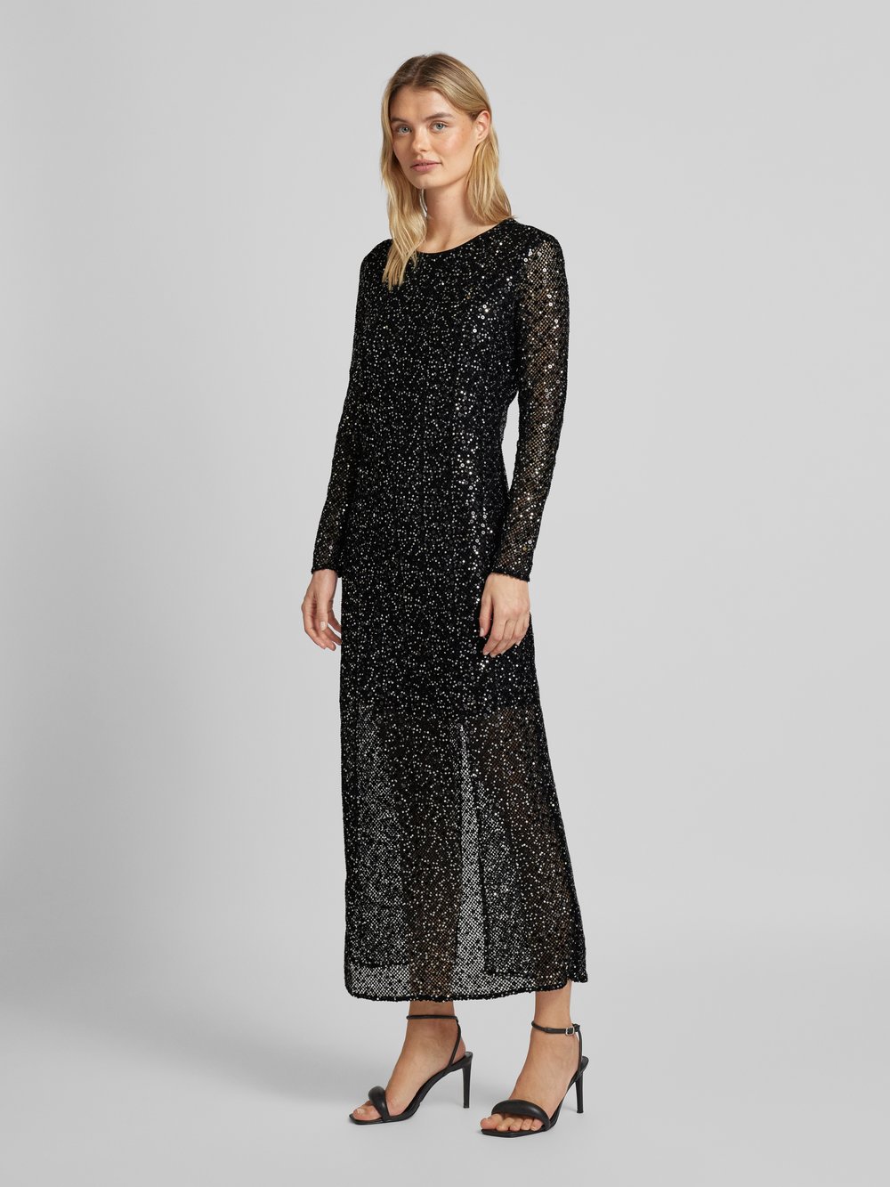 

Платье макси с отделкой пайетками, модель «NOEL» Selected Femme, черный
