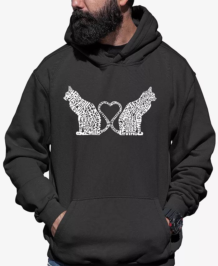 

Cat Tail Hearts - Мужская толстовка с капюшоном Word Art LA Pop Art, серый