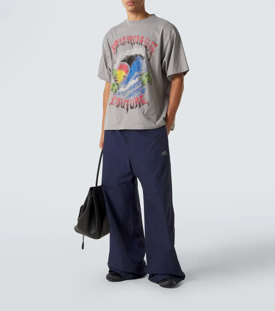 Спортивные брюки из смесовой хлопковой ткани Balenciaga, синий — фото 2
