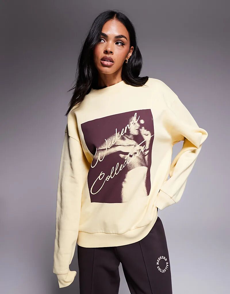 

Толстовка Weekend Collective с фотопечатью в цвете пахты Asos Weekend Collective