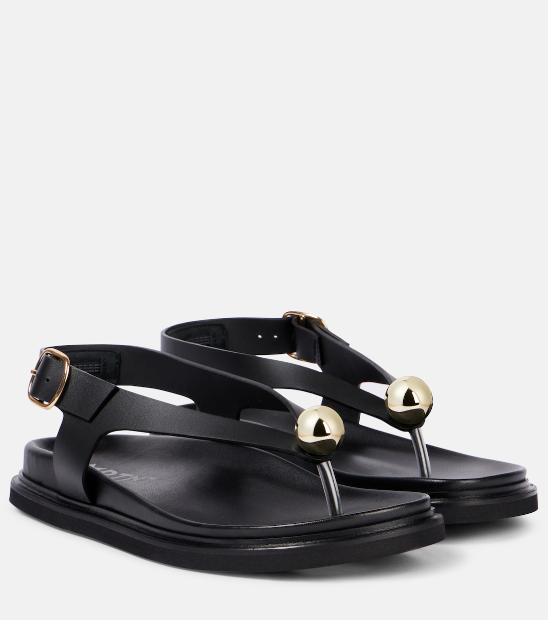 Босоножки из кожи с декором Spiaggia Souliers Martinez, черный
