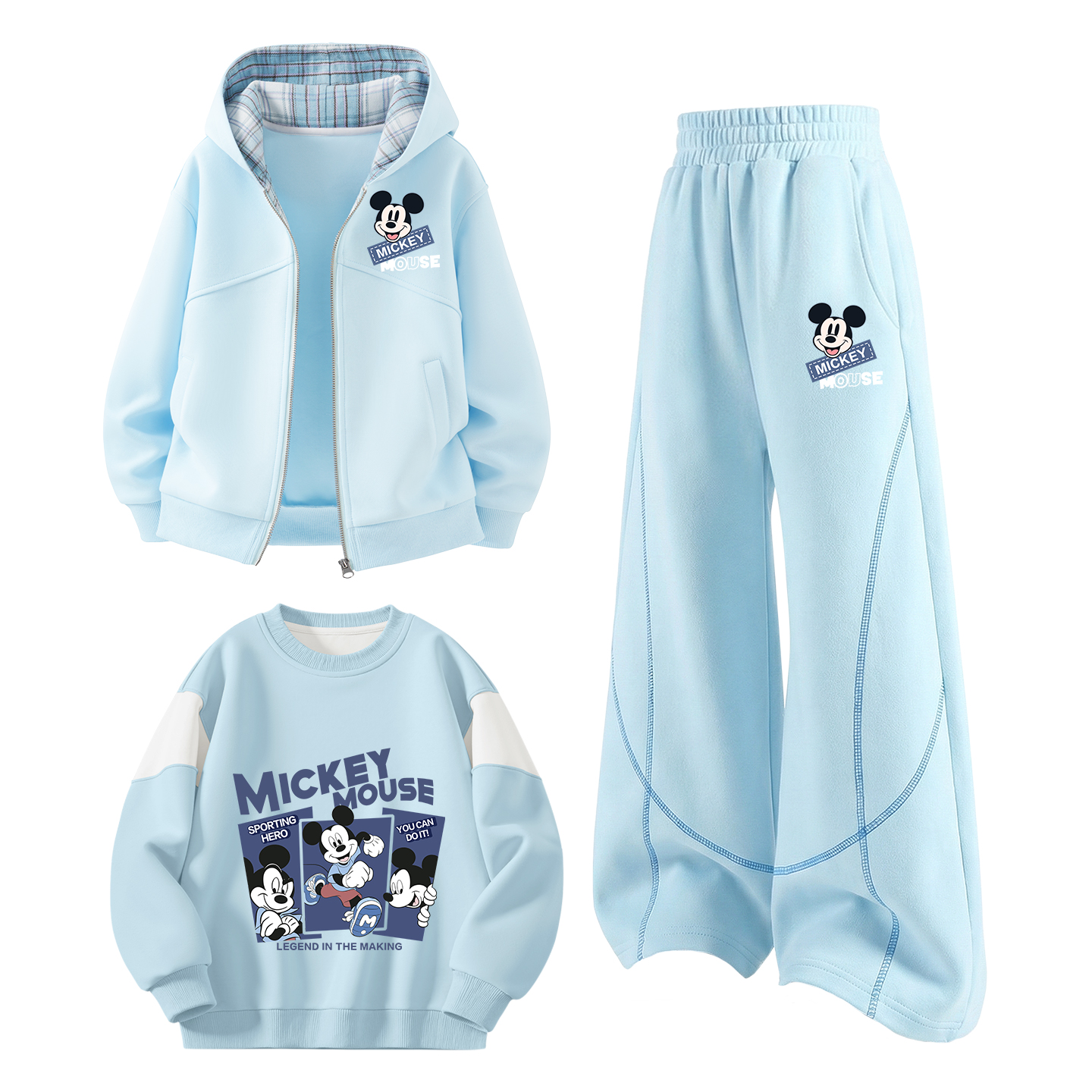 Детский спортивный комплект Casual из 3 предметов Disney, di pu ding k синий+di pu ding k белый heather серый+di pu ding синий — фото 4