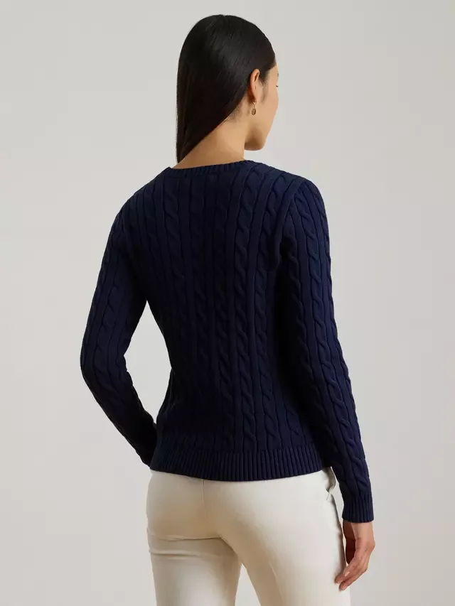 Вязаный свитер Lauren Rinett с рельефной вязкой косичка Ralph Lauren — фото 3
