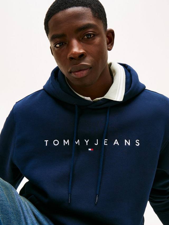 Толстовка Tommy Jeans с линейным логотипом вышивкой и карманом кенгуру Tommy Hilfiger, Dark Navy — фото 3