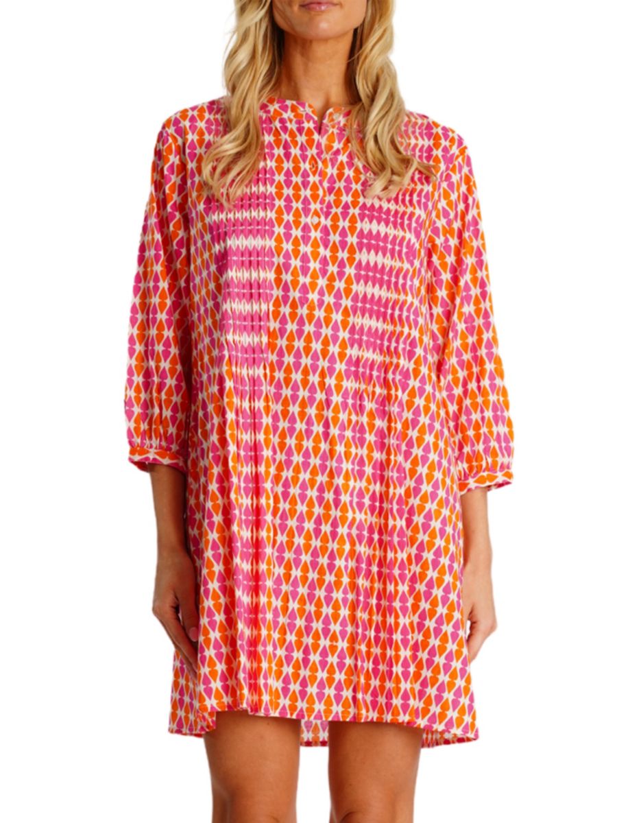 

Мини-платье из хлопка с геометрическим принтом La Moda Clothing, цвет Orange Multi