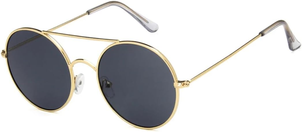 

Солнцезащитные очки с защитой UV400 | Маленькая круглая металлическая оправа | для женщин и мужчин, для занятий спортом на открытом воздухе и вождения DSVIGF, Gold Gray