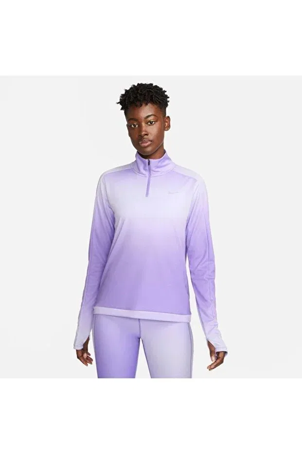 Женская футболка с принтом Dri-Fit swoosh printed women's running top - quarter zip dx0956-567 Nike, Purple