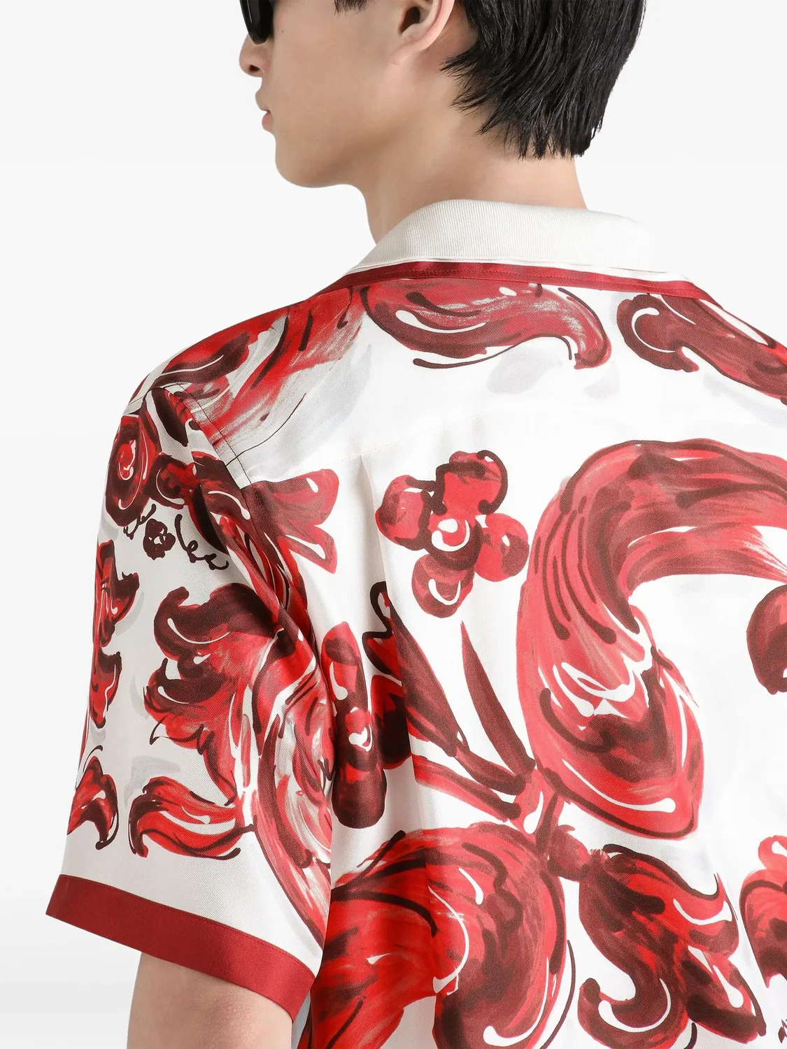 Рубашка Hawaii шелковая белая Dolce & Gabbana, белый — фото 3