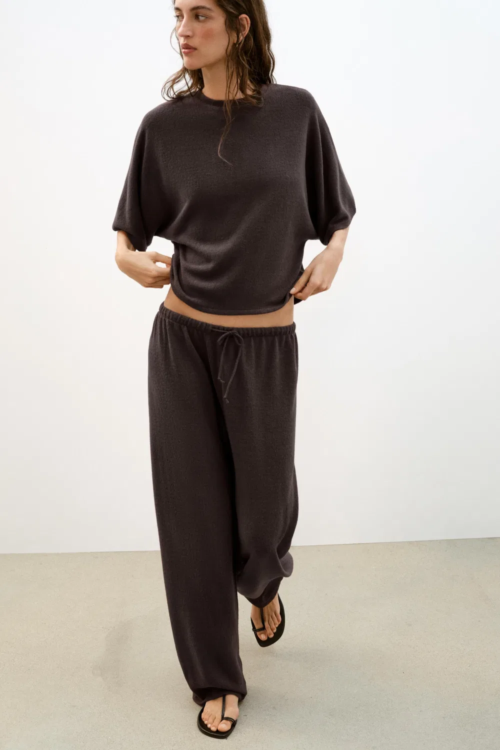 Деревенские широкие брюки ZARA, Dark Brown