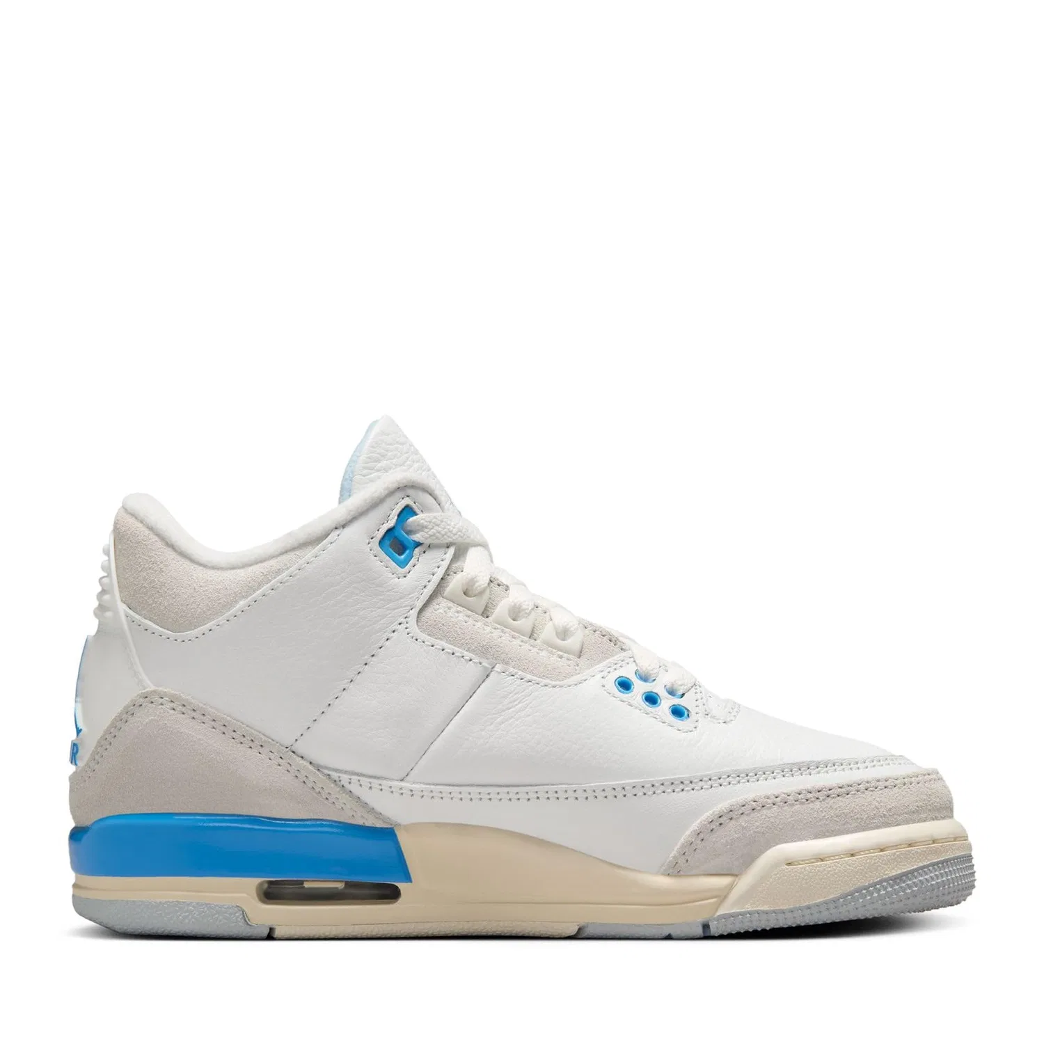 Детские кроссовки для мальчиков кожаные Air Jordan 3 Retro (Gs) NIKE, White/Light Blue/Grey — фото 3