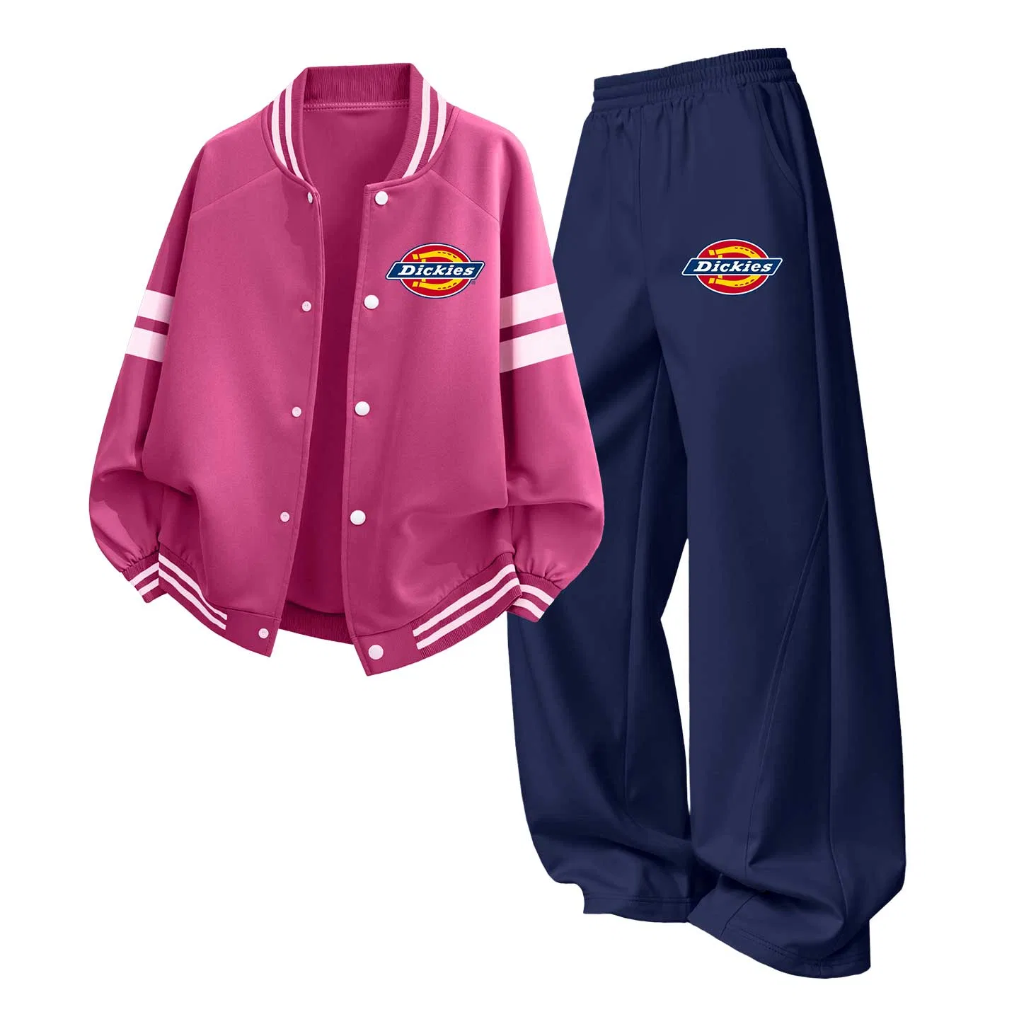 Детский спортивный комплект в ретро-стиле S Logo K Dickies, Rose Red/Navy Blue