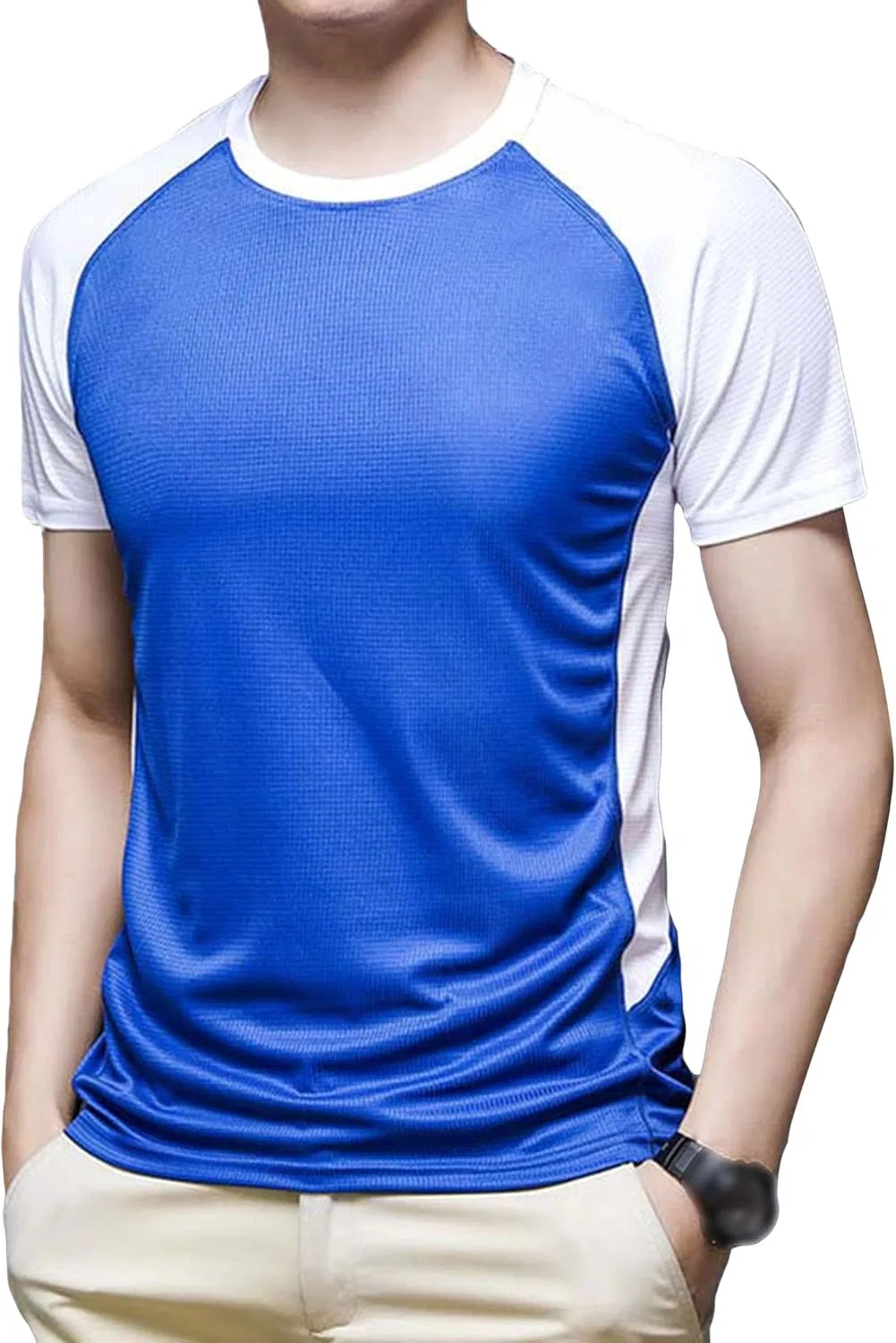 Мужская спортивная футболка свободного кроя, Crewneck, Blue